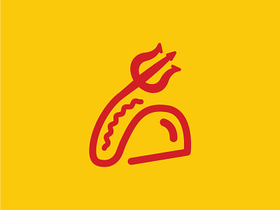 Little Devil's Lunchbox Logo branding design devil icon logo logo design pitchfork tacos vector