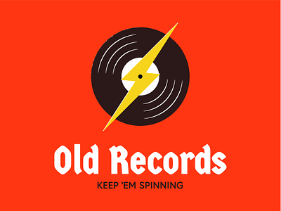 Old Records, keep 'em spinning branding design icon lightning lightning bolt lightning logo logo minimal music records vector vinyl vinyl record