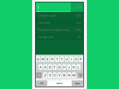 Item entry app flat green iphone item keyboard list minimal simple