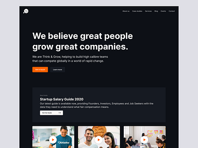 Think & Grow website redesign – Homepage clean dark mode desktop homepage minimal simple ui ux web website