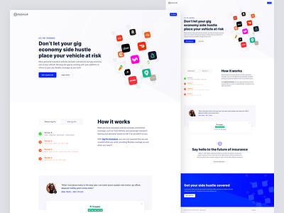 Inshur Gig Pro clean desktop homepage landing page minimal simple ui ux web website