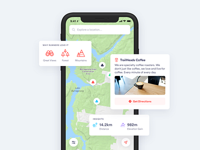 RunHunters app app clean map minimal mobile simple ui ux