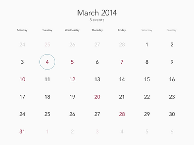 Simple calendar calendar clean flat ios 7 minimal simple