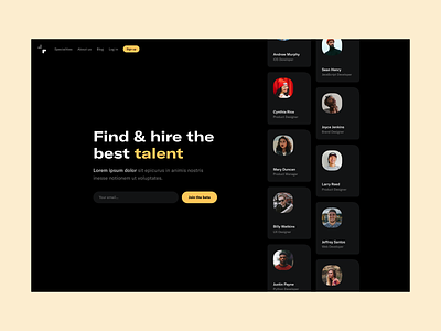 Talent Landing Page clean desktop homepage landing page minimal simple ui ux web website