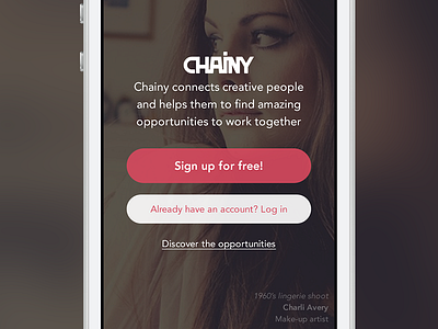 Sign up buttons chainy log in mobile web sign up web