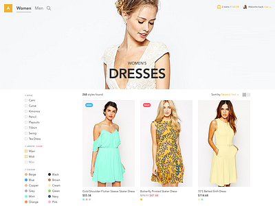 Simple store concept commerce fashion filter freelance shop store web