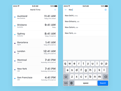 World Time - A simple world time app app clean freelance ios location mobile simple time ui utility ux