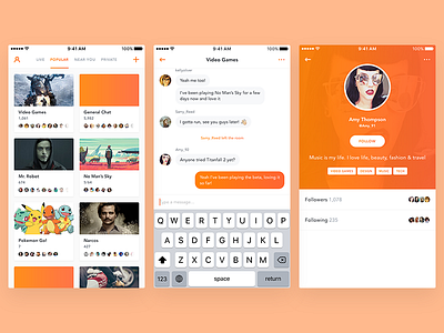 Broadcast/Chat App chat clean freelance interface ios list message mobile profile simple ui ux