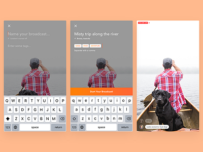 Broadcast/Chat App broadcast capture clean freelance interface ios mobile simple ui ux