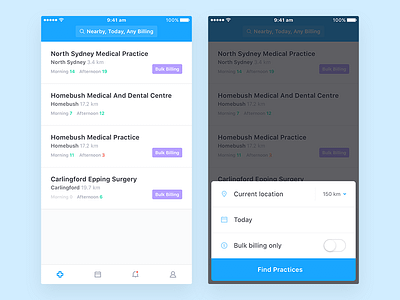 Medical/Dental Appointments App app appointments booking clean doctors freelance ios medical mobile simple ui ux