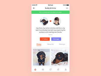 Paw Me Up - Profile Screen app clean dogs freelance ios mobile profile simple social ui ux