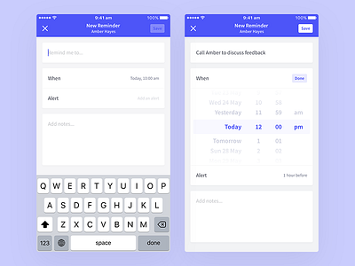 Project Management App - Create Reminder app clean date picker ios mobile projects reminders simple ui ux