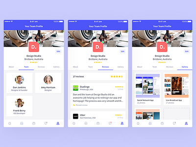 Project Management App - Team Profile app clean freelance ios mobile profile projects simple team ui ux