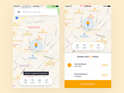 Location-Based Insurance App - Home Screen by Cai Cardenas on Dribbble