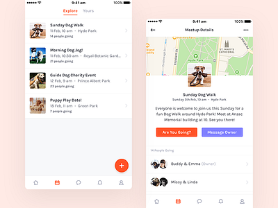 Paw Me Up - Events app dogs events ios list minimal pets simple ui ux