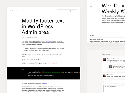 Web Design Weekly Redesign blog clean minimal simple theme ui ux web wordpress