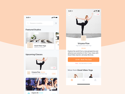 Fittever App app classes clean fitness ios list minimal mobile simple ui ux yoga