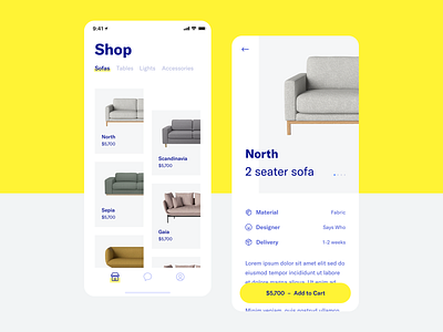 eCommerce App app clean ecommerce furniture ios minimal mobile simple ui ux