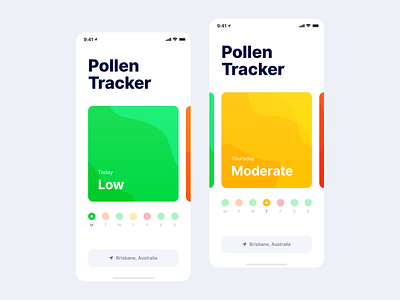 Pollen Tracker app clean ios minimal mobile pollen simple typography ui ux