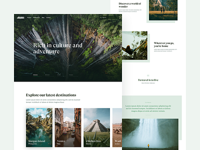 Travel Site clean desktop inspiration minimal photography serif font simple travel ui ux web website