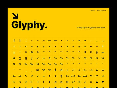 Glyphy - copy & paste glyphs with ease clean desktop glyph minimal simple typography ui ux web website