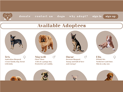 Dog Adoption Available Adoptees Page adoption branding design dog dogs graphic design logo pet website website design