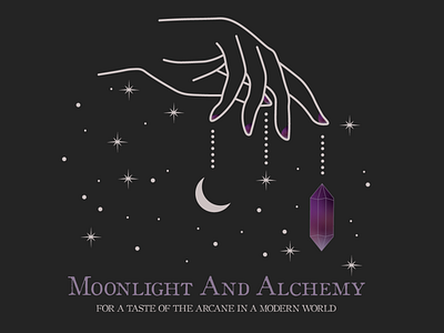 Moonlight And Alchemy aesthetic branding cosmic crystals design graphic design hand