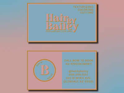 Hair By Bailey Business Cards branding buisness card feminine graphic design logo minimal