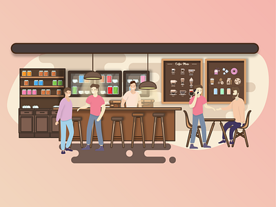 Coffee Shop Scene design graphic design icon illustration vector