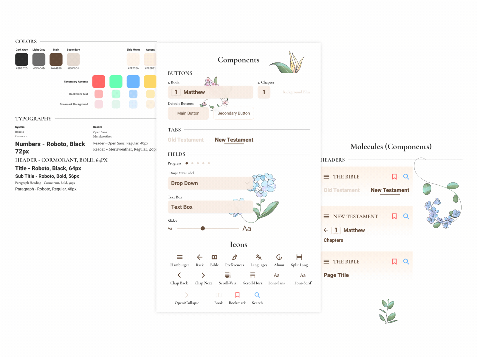 The Bible Reader | Design System app branding design design system graphic design vector