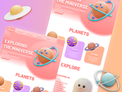 EXPLORING THE MINIVERSE A WEBSITE DESIGN ON PLANETS & UNIVERSE 3d branding earth graphic design mars miniverse planet saturn space web space website design ui uiux universe user interference design web design web ui design