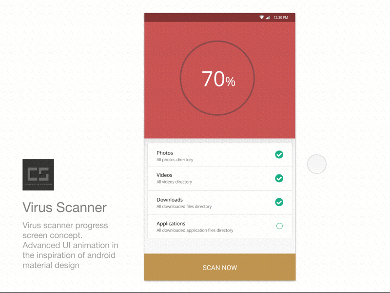 Scanner progress animation ui user interaction user interface ux design