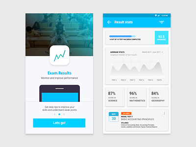 Exam Result App dashboard exam interaction design material design mobile ui user interface ux