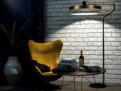 Rincón azul 3dsmax design interiors lamp