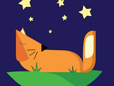 Sleeping Fox illustration using Adobe Illustrator. adobe illustrator