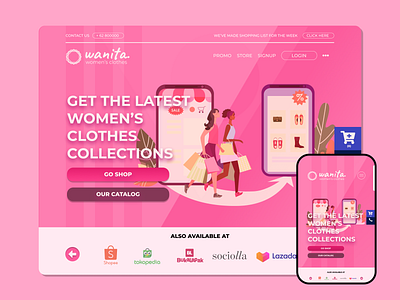 E-commerce Wanita clean colors ecommerce fashion illustration landing landing page responsive ui web website