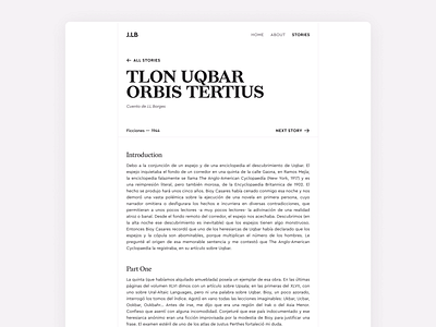 Tlon — Short Stories article book borges design graphic design minimalist story typography ui