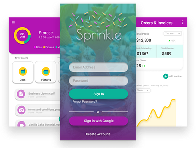 Sprinkle App Screen app business app design food app organization app product design ui ux