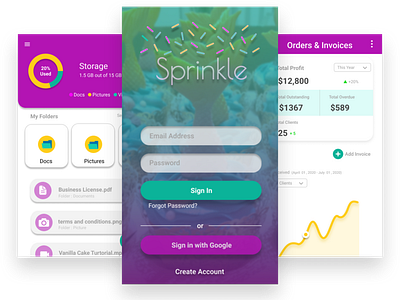 Sprinkle App Screen app business app design food app organization app product design ui ux