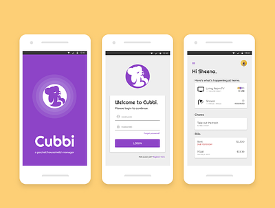 Cubbi Mobile App UI app cubbi design household housemates mobile productivity task manager ui user friendly
