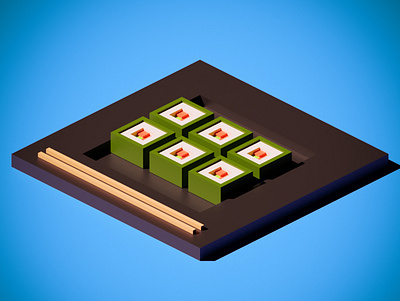 Sushi 3D illustration 3d blender illustration isometric sushi
