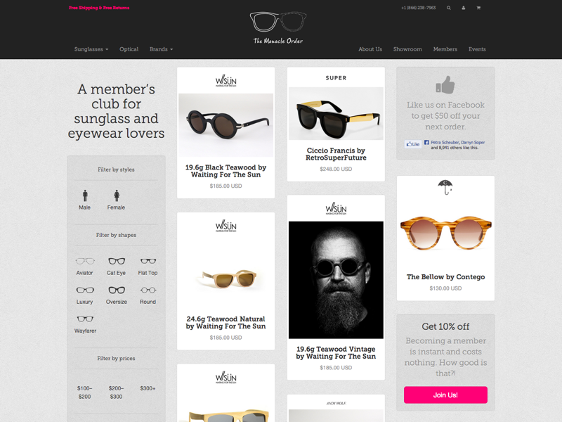 Sneak peek of Monocle Order’s new Shopify site websites shopify masonry products texture