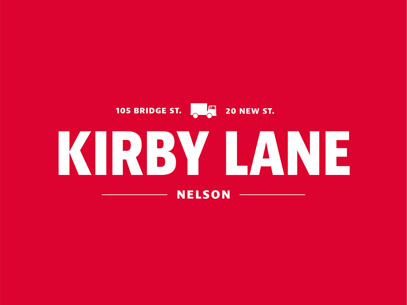White on Red version of Kirby Lane Logo logos