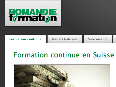 Romandie Formation website redesign logo banner gradients css3 subtle