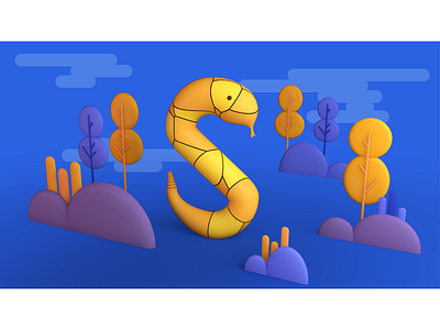 Letter S - Snake 36 days of type 36dayoftype s 36daysoftype 36daysoftype07 3d art 3d illustration animation illustration digital art graphic design illustration illustration artist motion design motion graphics snake taiwan type art typedesign visual design