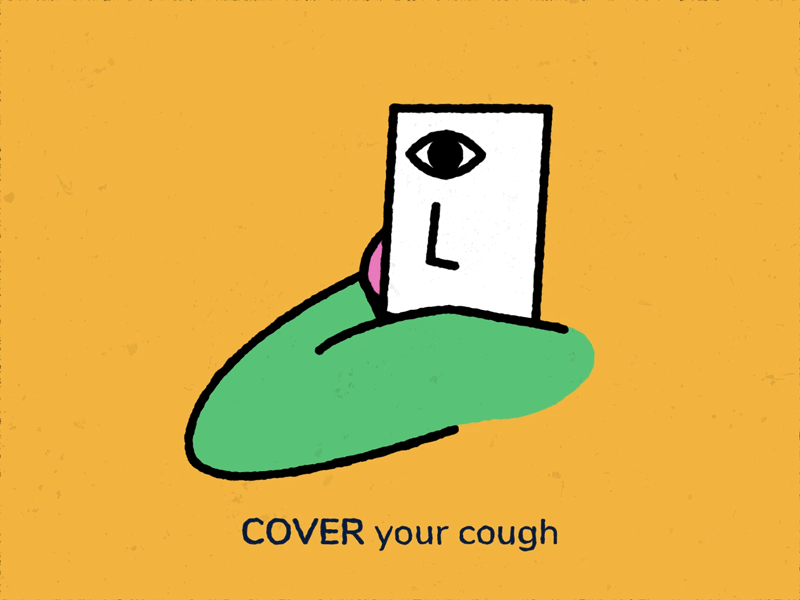 COVER your cough! after effects character character animation cough flat design geometry geometric gif animated handdrawing illustration inspiration loop animation minimal motion design motion graphics product design shape animation stay safe styleframes vector art vector illustration