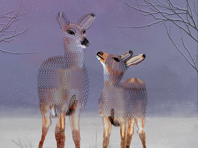 Deer in the snow cold deer deer illustration deers design design art drawing drawingart illustration snow vector winter zigzag