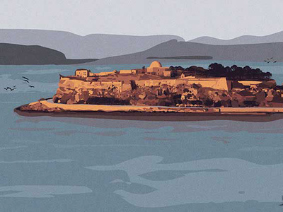Rethymno castle castle fortezza illustration island landscape sea