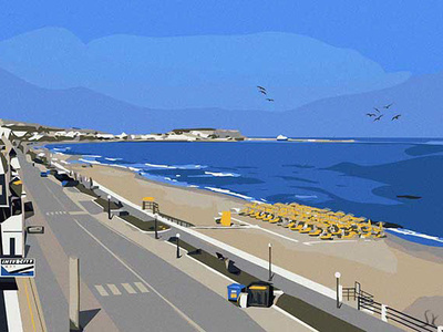 Rethymno Beach beach highway sea summer town