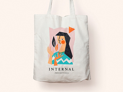 Bag Print color girl ilustrations internal pastel totebag vector